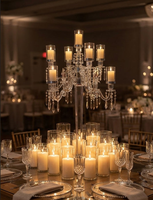 Grand 9arm Crystal Candelabra Centerpiece with Table Cluster